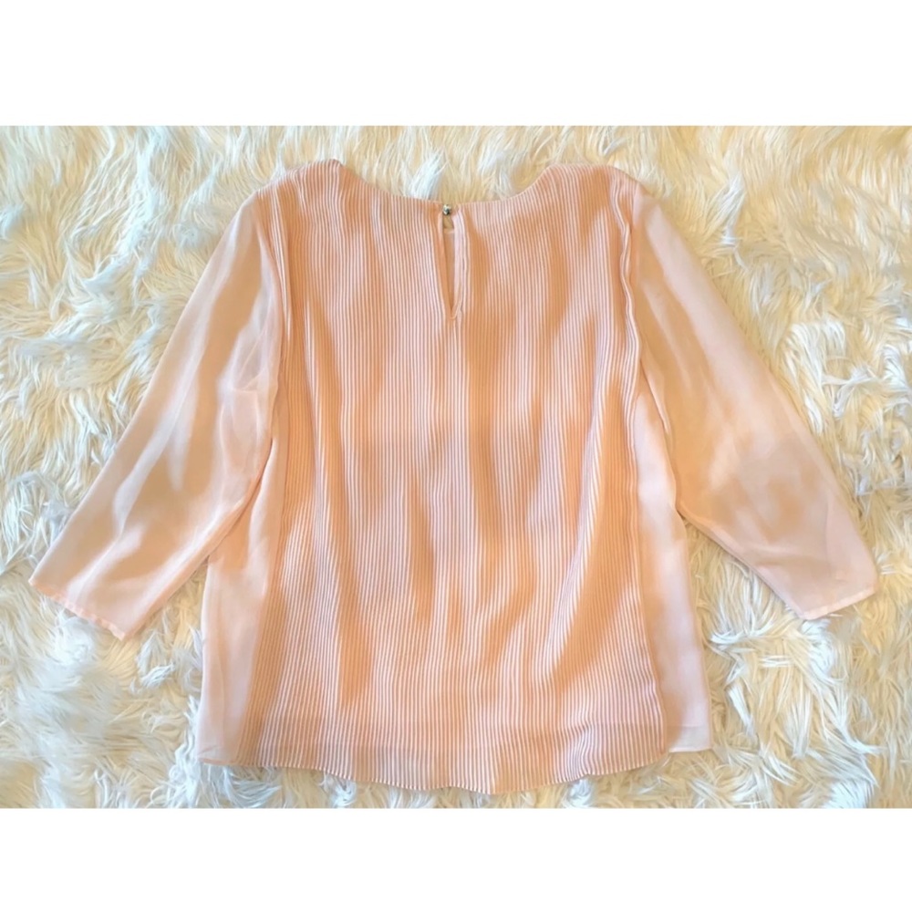 VINCE CAMUTO Pale Pink Pleated 3/4 Sleeve Blouse - Picture 4 of 5